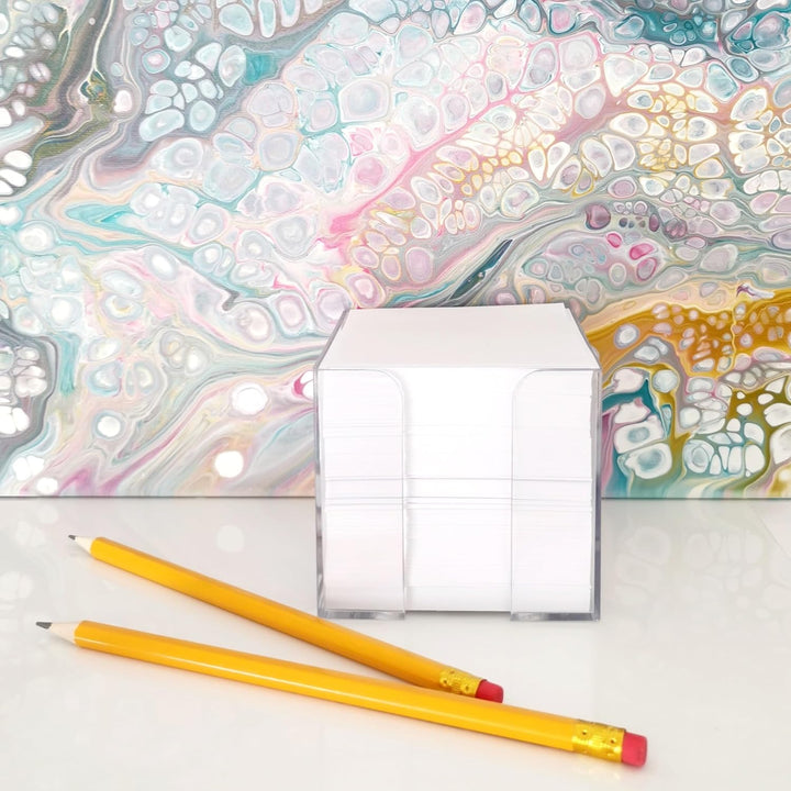 D.RECT Zettelbox Zettelkasten Kunststoff, 85x85x80mm circa700blatt, Weissgefüllt, 6 Stück Ersatzpapi