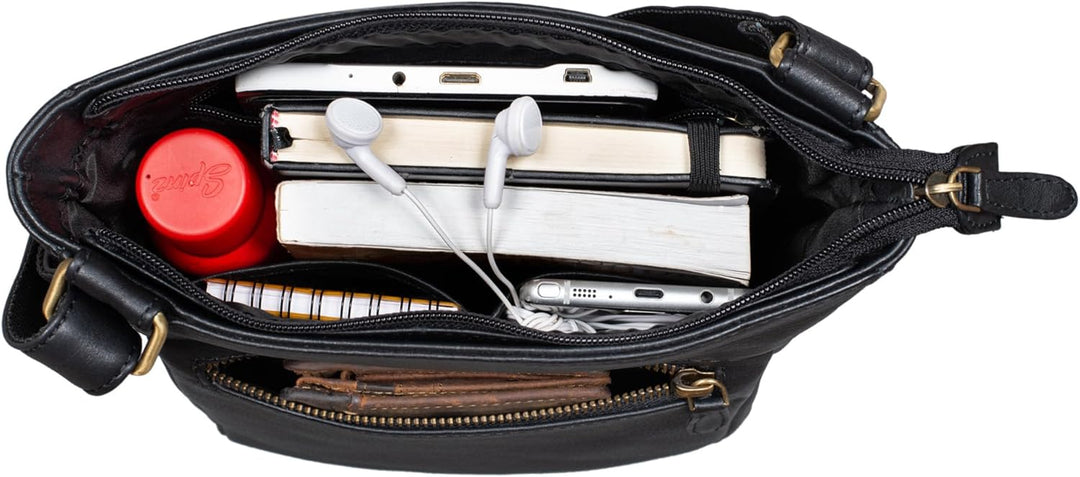 STILORD 'Kaja' Vintage Ledertasche Damen Umhängetasche Handtasche Crossbody Bag Elegante Schultertas