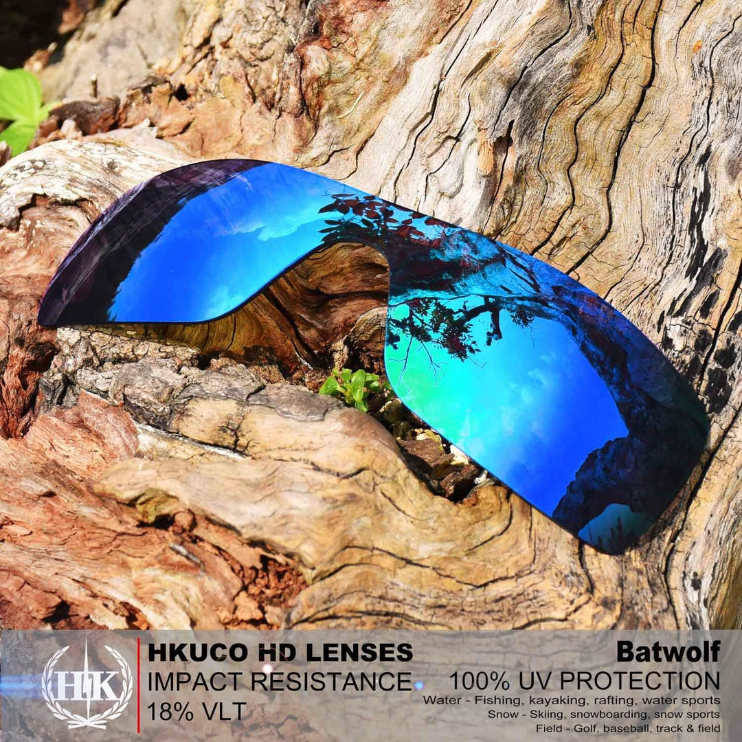 HKUCO Plus Mens Replacement Lenses For Oakley Batwolf Blue/Black/Titanium Sunglasses