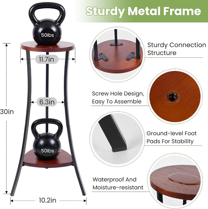 Blumenständer Holz 2-stufiger, 30" Höhe Pflanzenregal aus Metall, Pflanzenständer Blumenregal für de