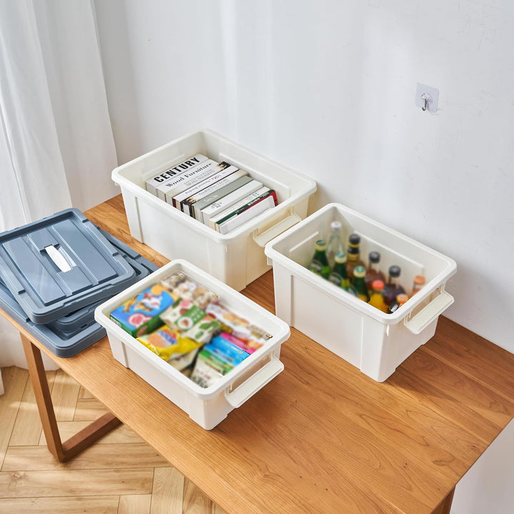 Cetomo 20L*3 Kunststoff-Aufbewahrungsbox Box mit haltbarem Deckel und Sicherheitsverschluss stapelba