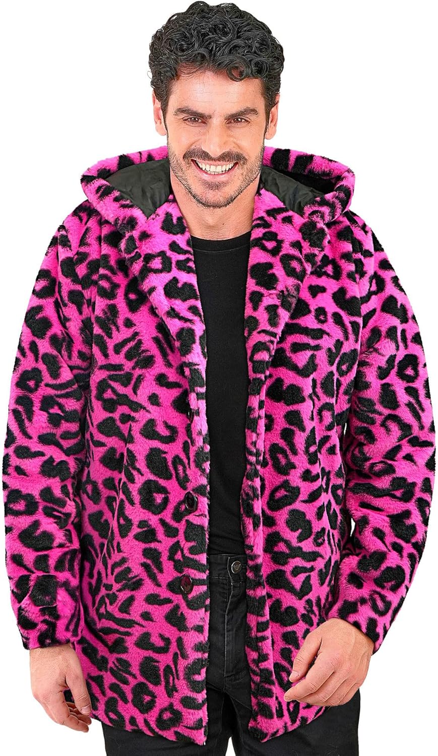 W WIDMANN MILANO Party Fashion - Leo Mantel für Damen & Herren, Kunstfell mit Kapuze, Plüschjacke, K