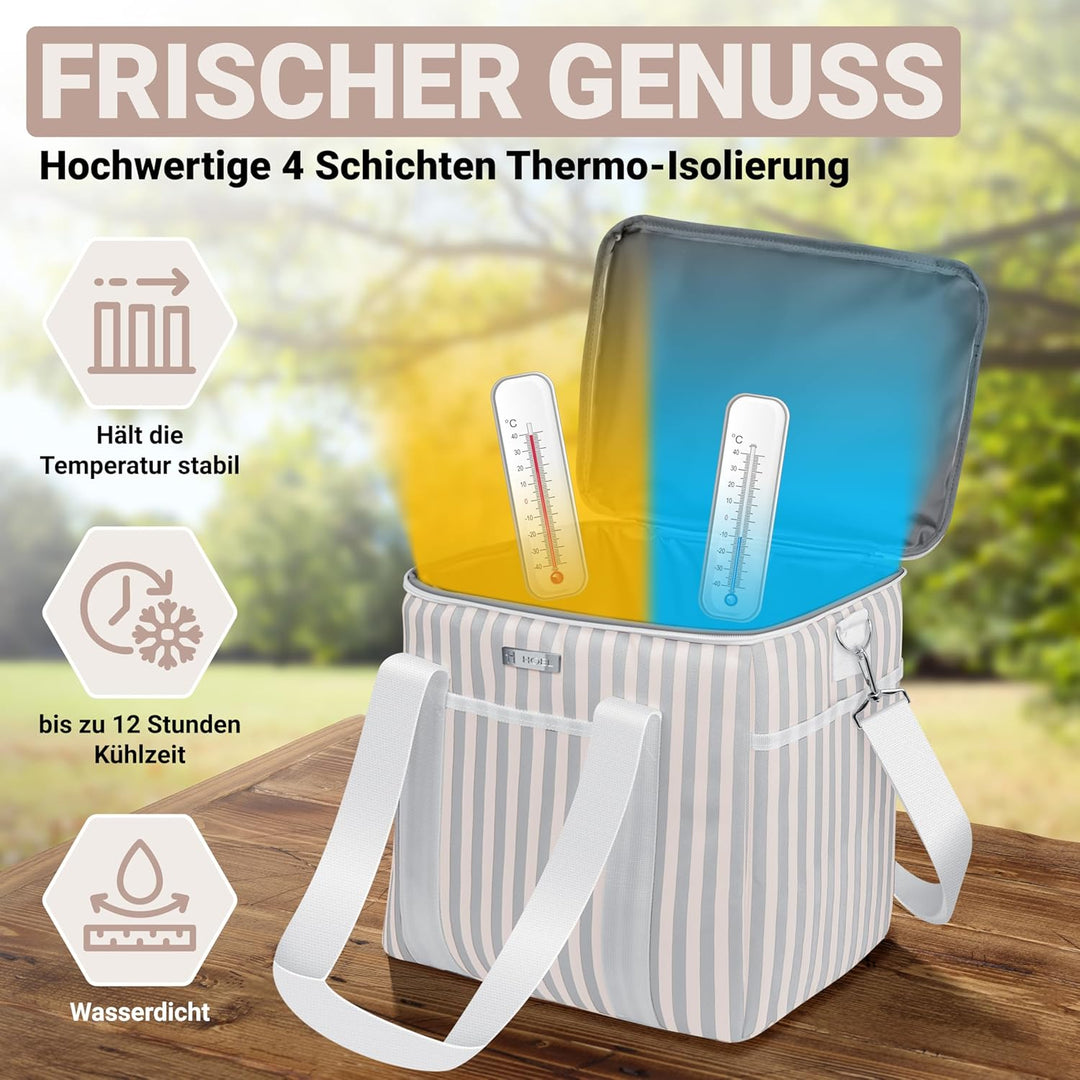 HOEL Kühltasche gross 20L &amp; 30L faltbar - Isolierte Thermotasche - Lunchtasche wasserdicht &amp; auslauf