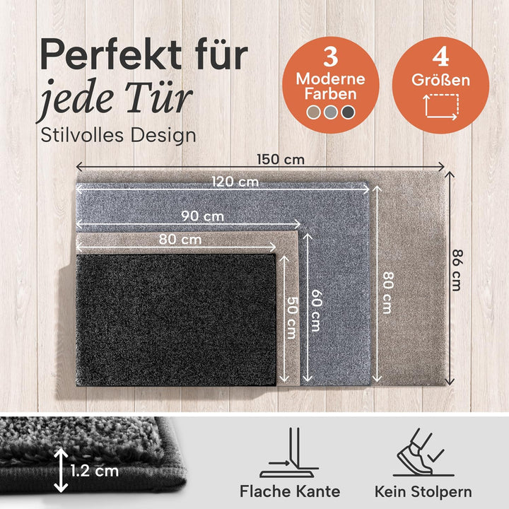 Blumtal Fussmatte 86x150 cm - Mikrofaser Schmutzfangmatte mit wasserdichter TPR-Rückseite - rutschfe