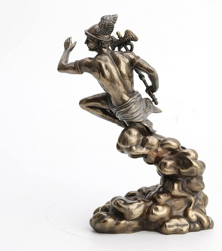 VERONESE Design Polyresin Griechischer Gott Hermes läuft auf Wolken Statue