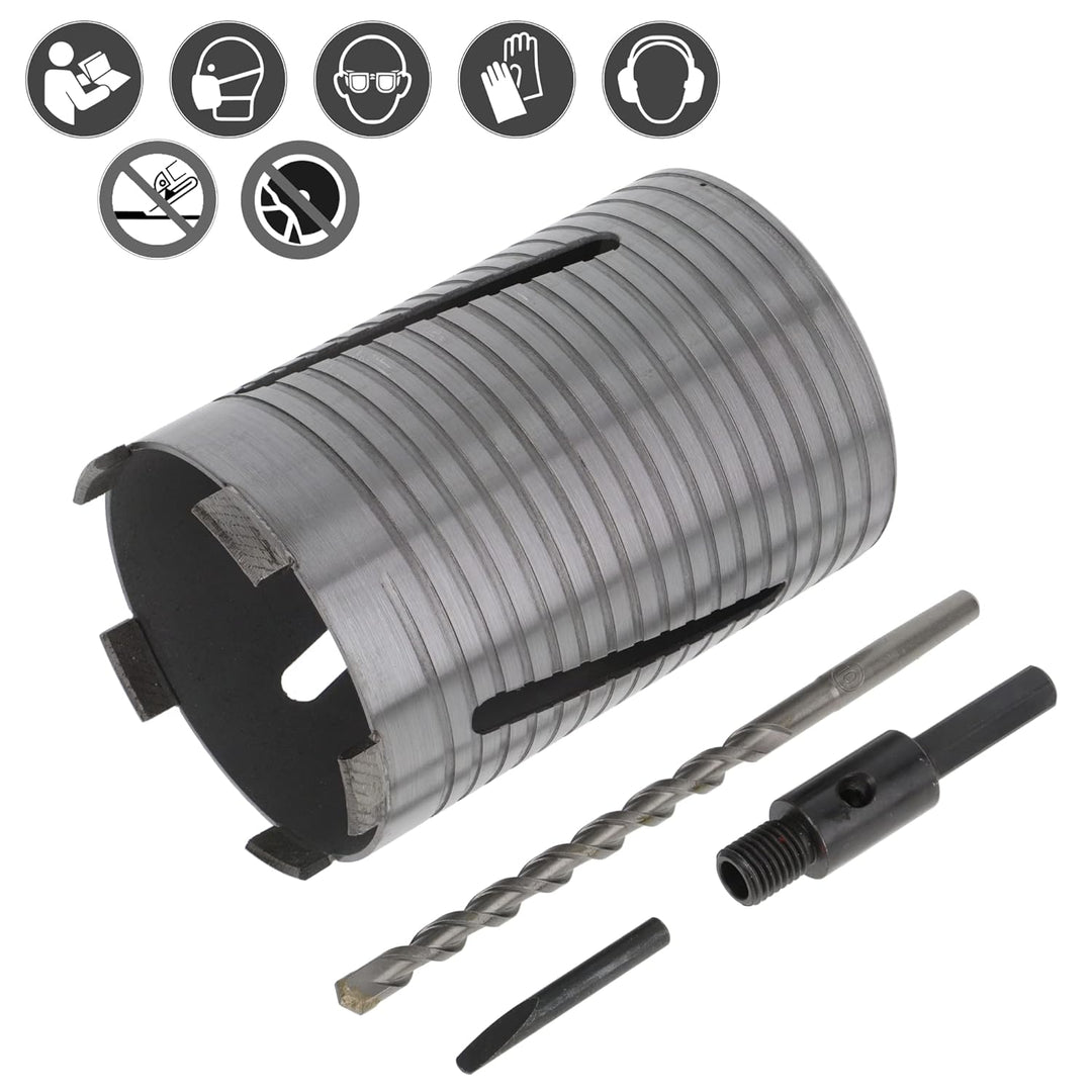 PRODIAMANT Diamant Bohrkrone ø 112mm Nutzlänge 150mm mit 6-Kant Adapter lasergeschweisst für trocken