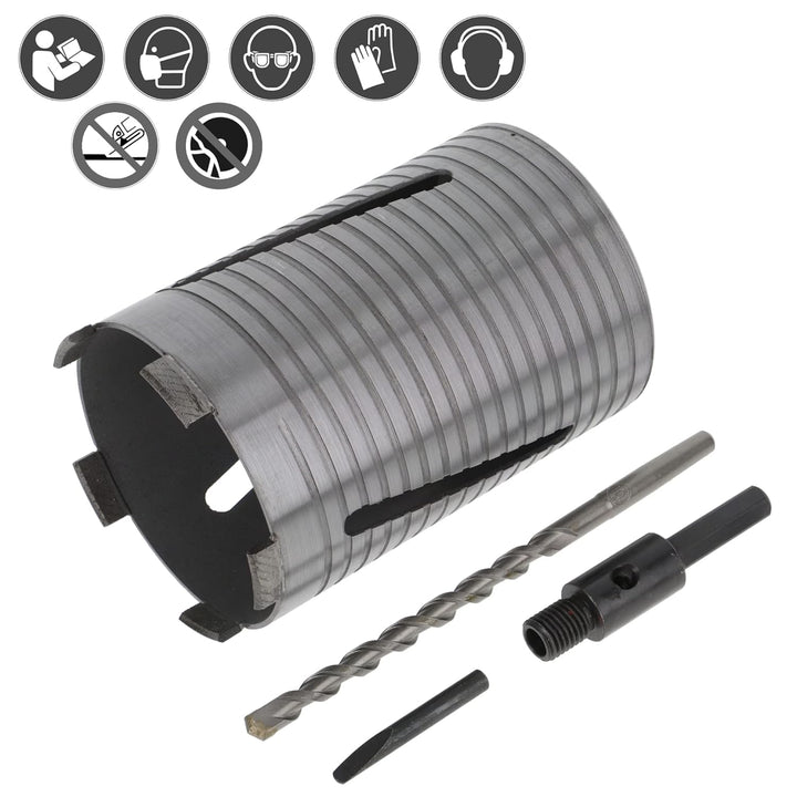 PRODIAMANT Diamant Bohrkrone ø 112mm Nutzlänge 150mm mit 6-Kant Adapter lasergeschweisst für trocken