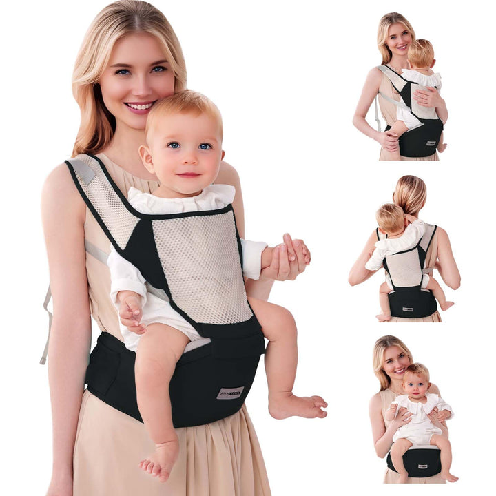 Ergonomische Babytrage mit Verstellbarem Gurt - 6-in-1 Neugeborenen-Kleinkind-Tragetuch, Atmungsakti