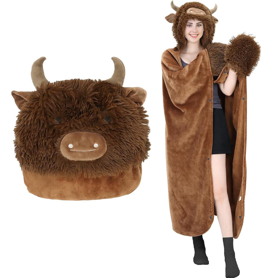 Kuscheldecke mit Ärmeln, Highland Cow Geschenk für Frauen, Tragbare Decke Weihnachten Geburtstagsges