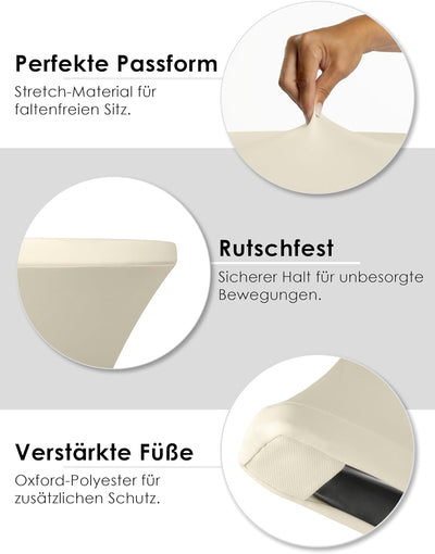 Gräfenstayn 2er-Set Stretch Stehtischhusse Diana mit Öko-Tex Siegel, Verstärkung im Fussbereich, in