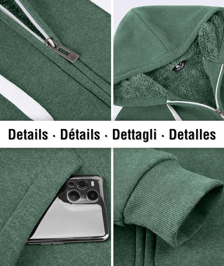 igeekwell Herren Hoodie, Herren Reissverschluss Kapuzenpullover Kapuze Casual Sweatshirt Classic Far