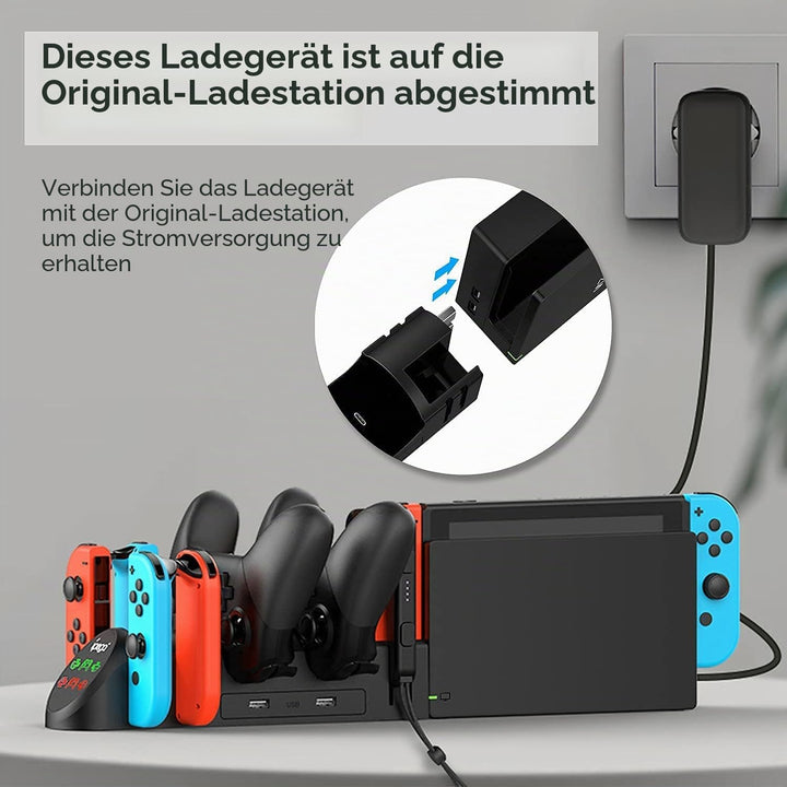 FYOUNG 6 in 1 Switch Controller Ladestation Kompatibel mit Nintendo Switch & Switch OLED mit USB Ans