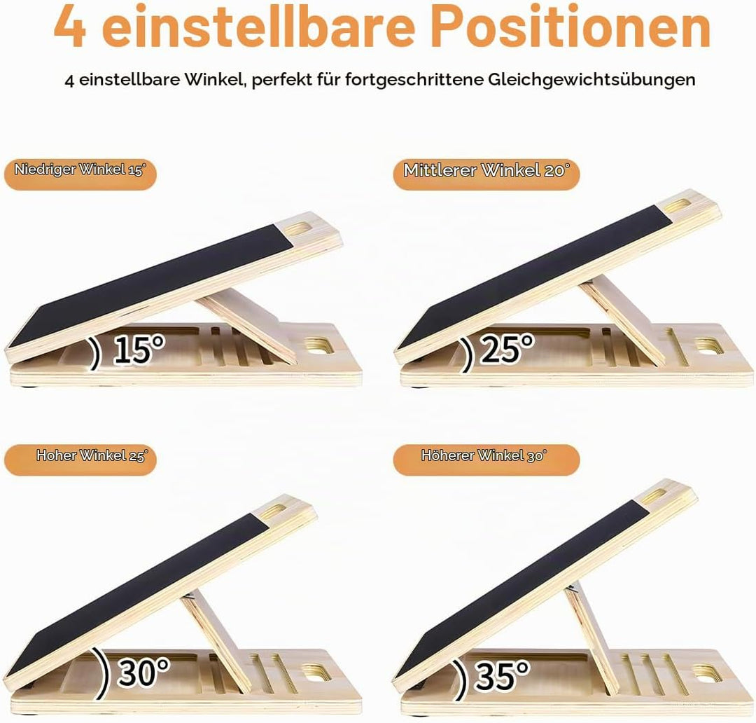 Mobility Slant Board,40x30x4cm Rutschfestes Portable Schrägbrett, Einstellbarem Balance Board Holz,