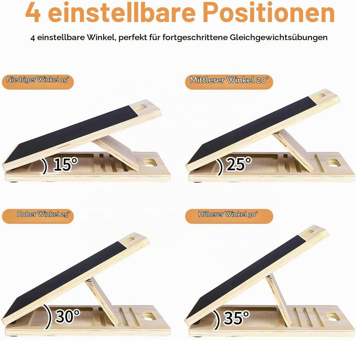 Mobility Slant Board,40x30x4cm Rutschfestes Portable Schrägbrett, Einstellbarem Balance Board Holz,