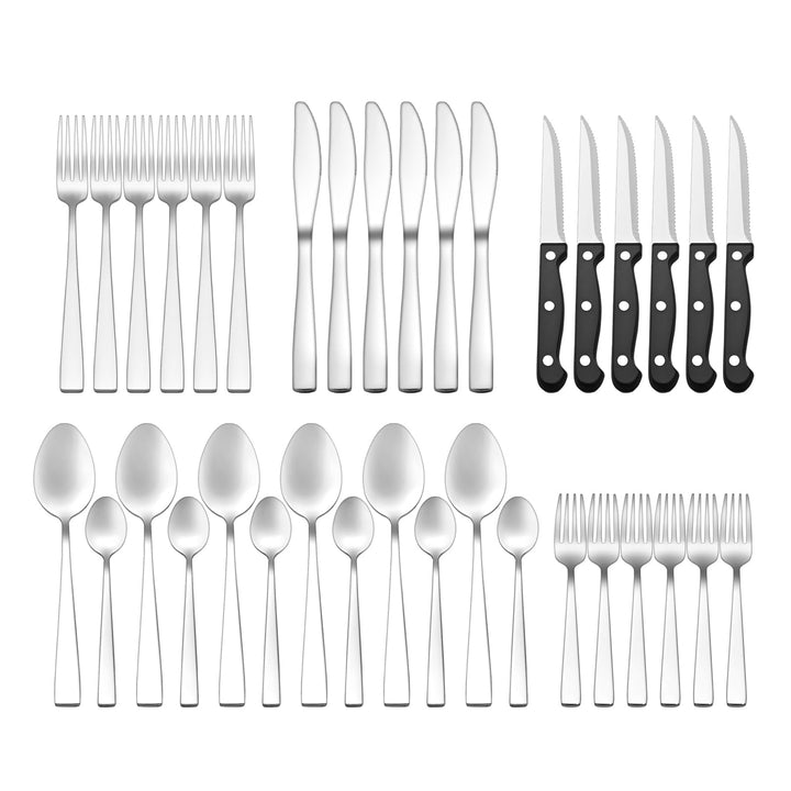 Besteck Set 6 Personen 36-teilig Edelstahl - Besteckset Spülmaschinenfest mit Steakmesser, Tafelmess