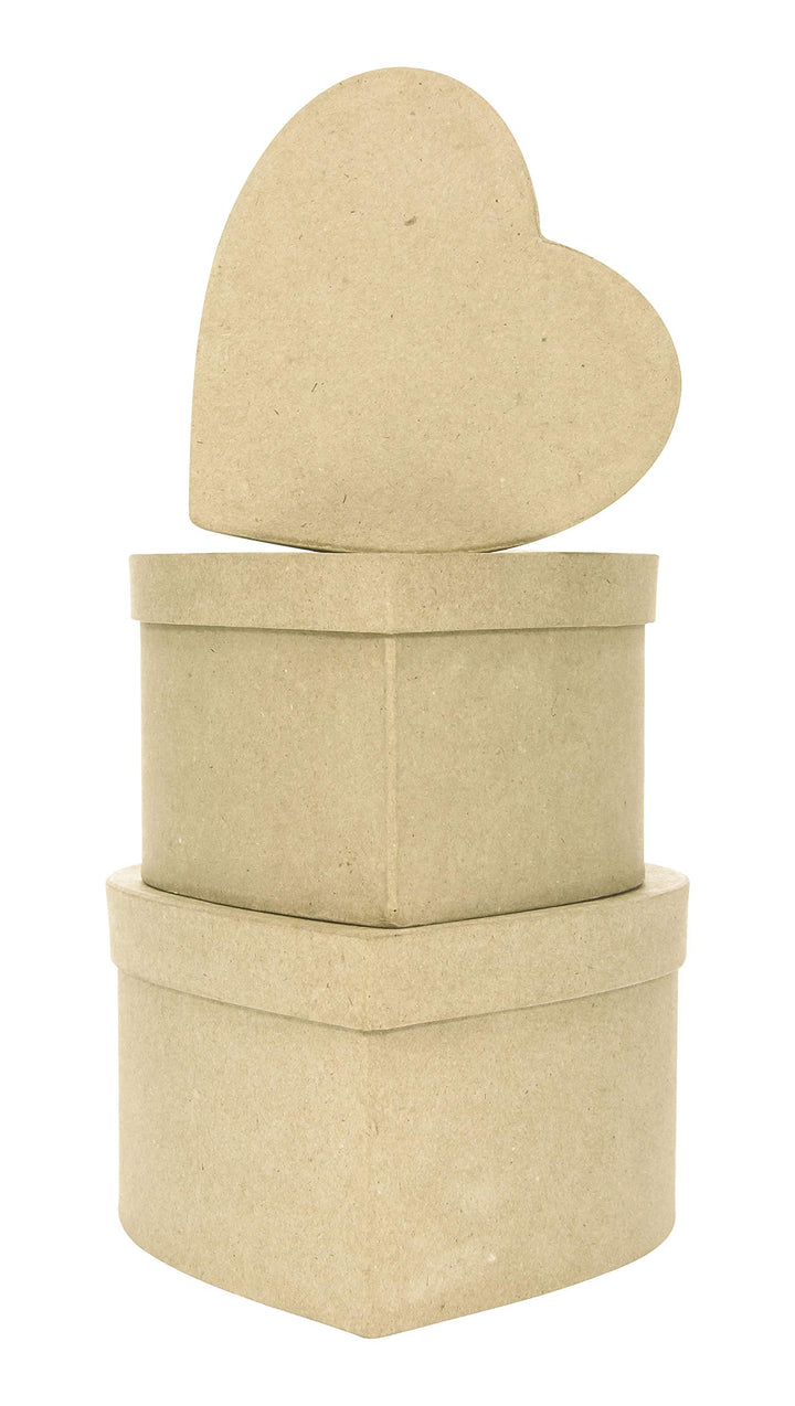 Décopatch BTS903O 3 Boxen in Herzenform S aus Pappmaché, zum Verzieren, perfekt für Ihre Wohndeko, K