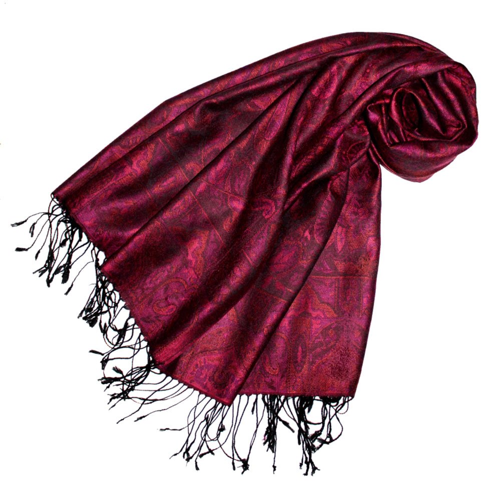Lorenzo Cana Damen Pashmina Schal Schaltuch Stola Umschlagtuch opulentes Muster in harmonischen Rot