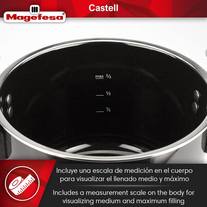 Magefesa 01OPCASTR06 01OPCASTR06 Schnellkochtopf Castell rot 6 l, Keramik