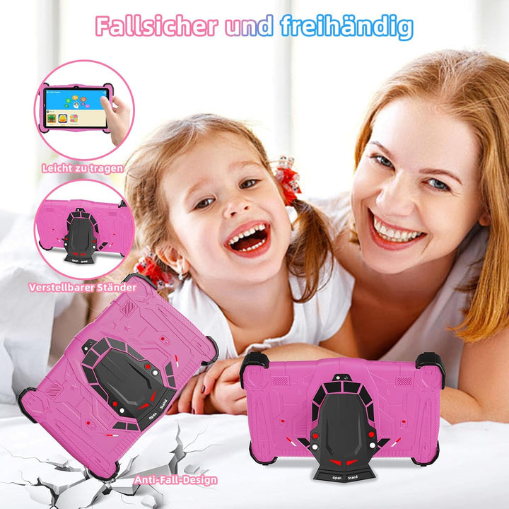 Kinder Tablet 7 Zoll Android 15, Tablet Kinder Sturzschutzgehäuse mit 10GB RAM + 64GB ROM (TF 1TB),