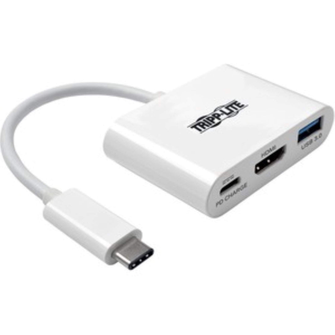 Tripp Lite USB-C-zu-HDMI-Adapter mit USB-A-Anschluss und PD-Aufladung, HDCP, Weiss (U444-06N-HU-C) H