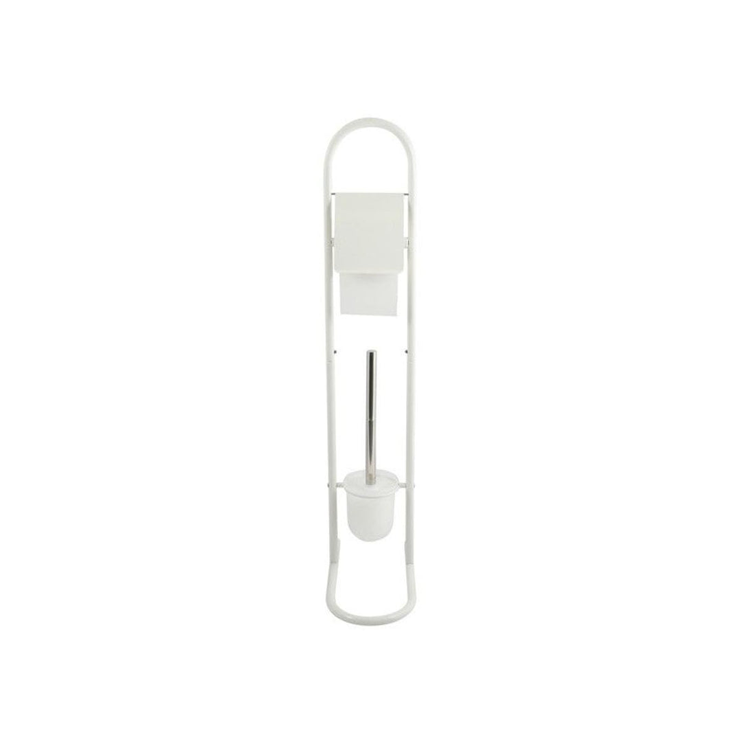 MSV Stand WC Garnitur WC Bürste Toilettenbürste Klobürste aus Edelstahl Weiss 15,7x29x79cm