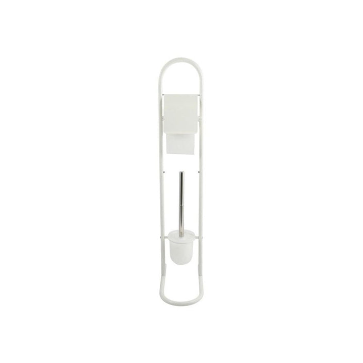 MSV Stand WC Garnitur WC Bürste Toilettenbürste Klobürste aus Edelstahl Weiss 15,7x29x79cm