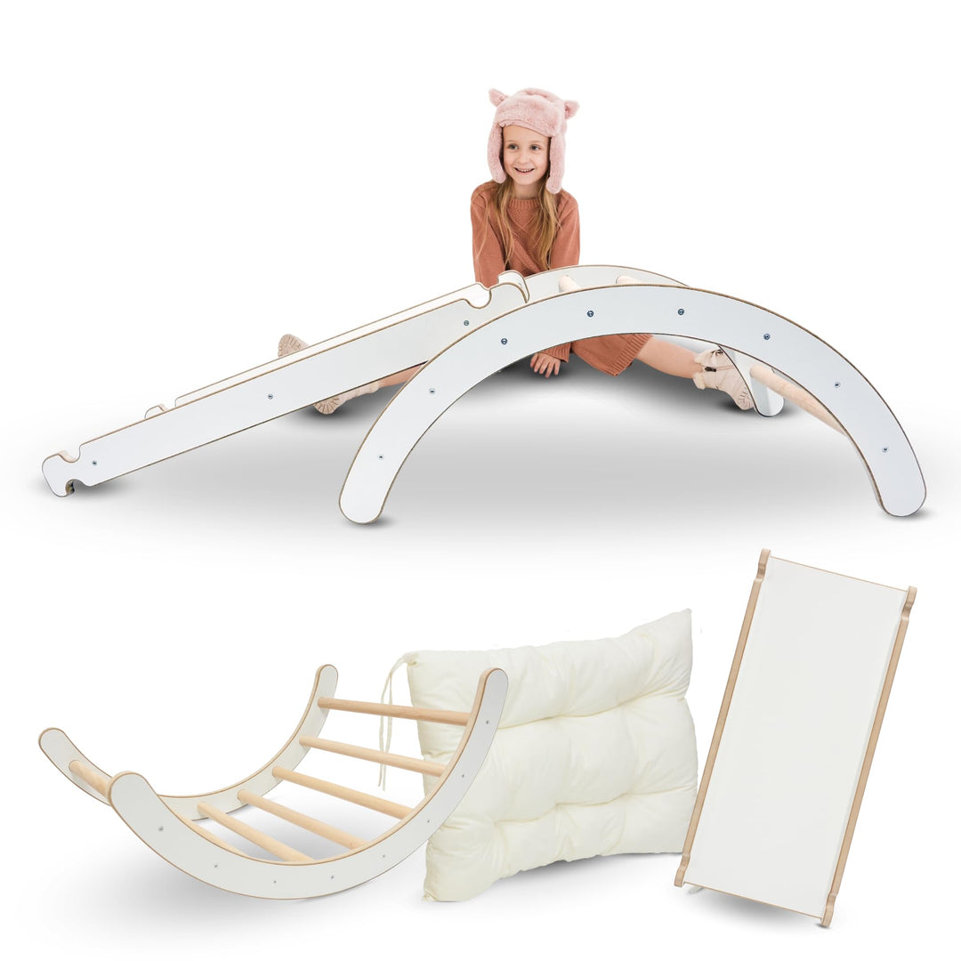 MAMOI® Klettergerüst Indoor 3 in 1 Set. Montessori Kletterbogen mit Kissen, Indoor Spielplatz und Ru