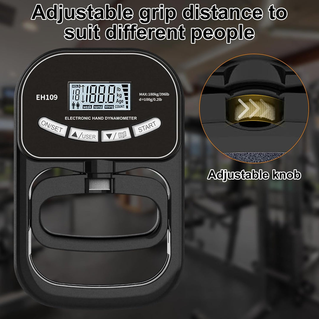 Electronic Griffkraft Messgerät Digitaler Hand Dynamometer Handkraftmessgerät mit LCD-Display Schwar