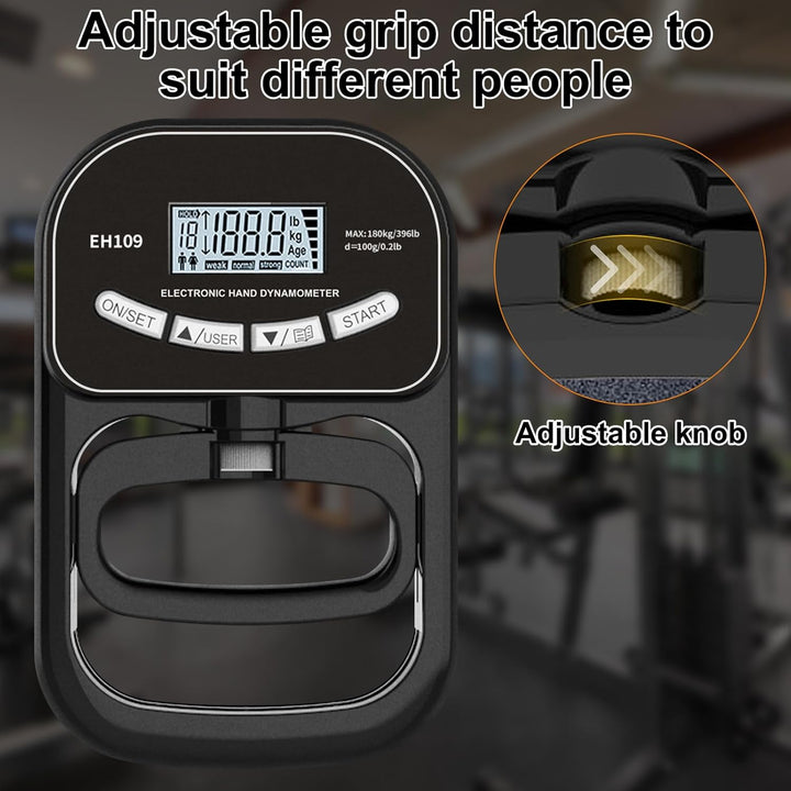 Electronic Griffkraft Messgerät Digitaler Hand Dynamometer Handkraftmessgerät mit LCD-Display Schwar