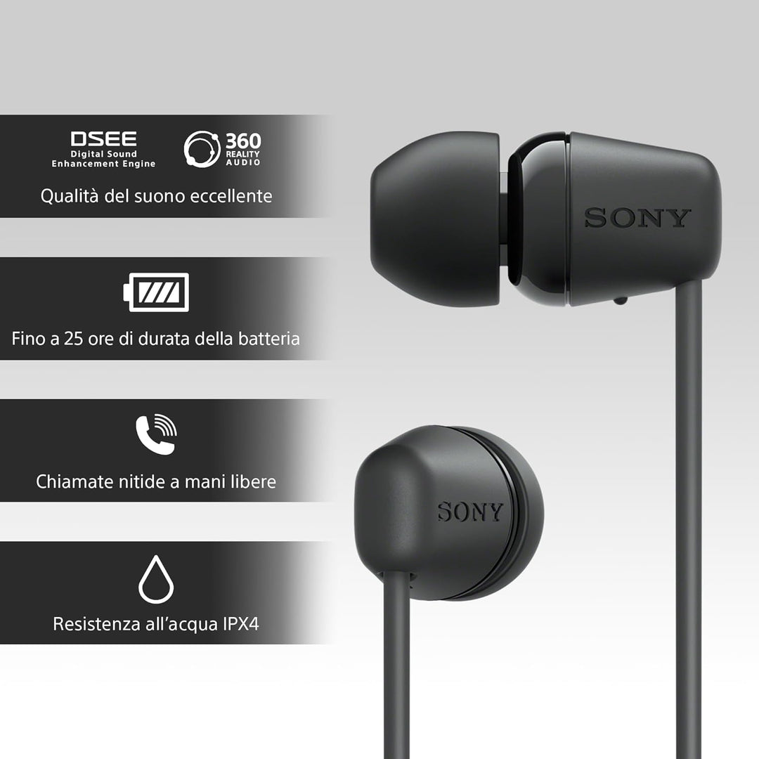 Sony kabellose WI-C100 In-Ear-Kopfhörer (bis zu 25 Stunden Akkulaufzeit, optimiert für Sprachassiste