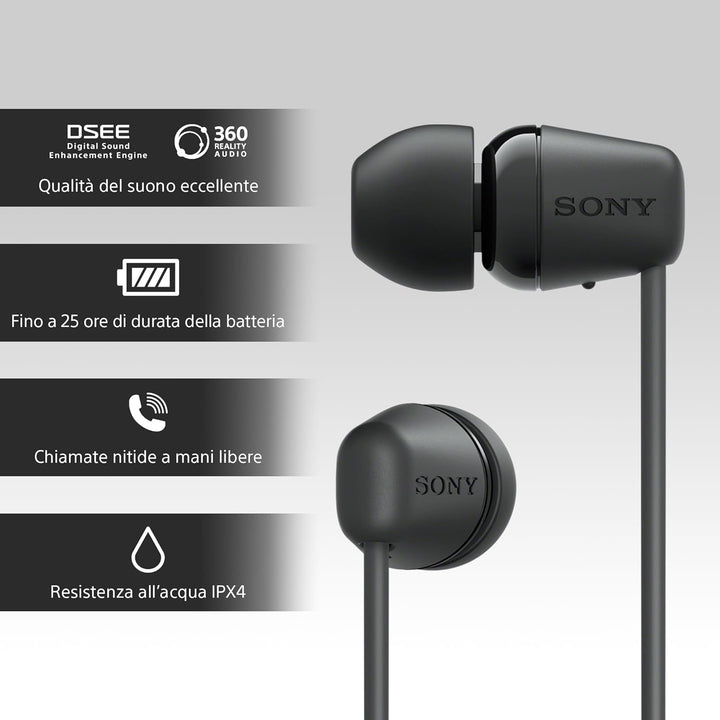 Sony kabellose WI-C100 In-Ear-Kopfhörer (bis zu 25 Stunden Akkulaufzeit, optimiert für Sprachassiste