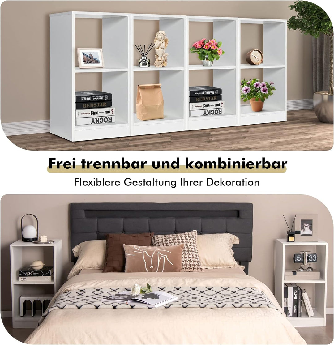 COSTWAY 2er Set Bücherregal, Standregal mit 2 Ebenen, Würfelregal aus Holz, Büroregal, Aktenregal, A