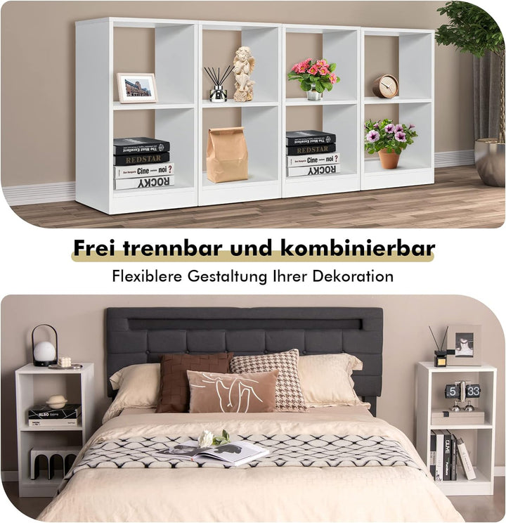 COSTWAY 2er Set Bücherregal, Standregal mit 2 Ebenen, Würfelregal aus Holz, Büroregal, Aktenregal, A