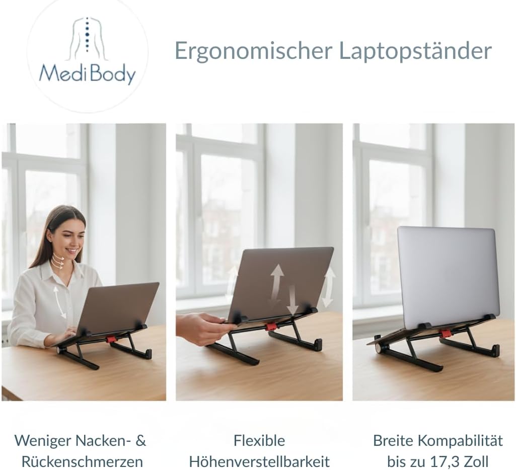 Laptopständer höhenverstellbar & faltbar – ergonomischer Notebookständer für Schreibtisch und Homeof