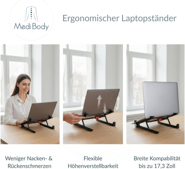 Laptopständer höhenverstellbar & faltbar – ergonomischer Notebookständer für Schreibtisch und Homeof