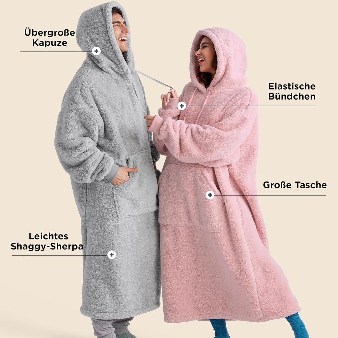 BEDSURE Hoodie Decke mit Ärmeln - Tragbare Decke zum Anziehen Erwachsene Kuschelpullover, Warm Kusch