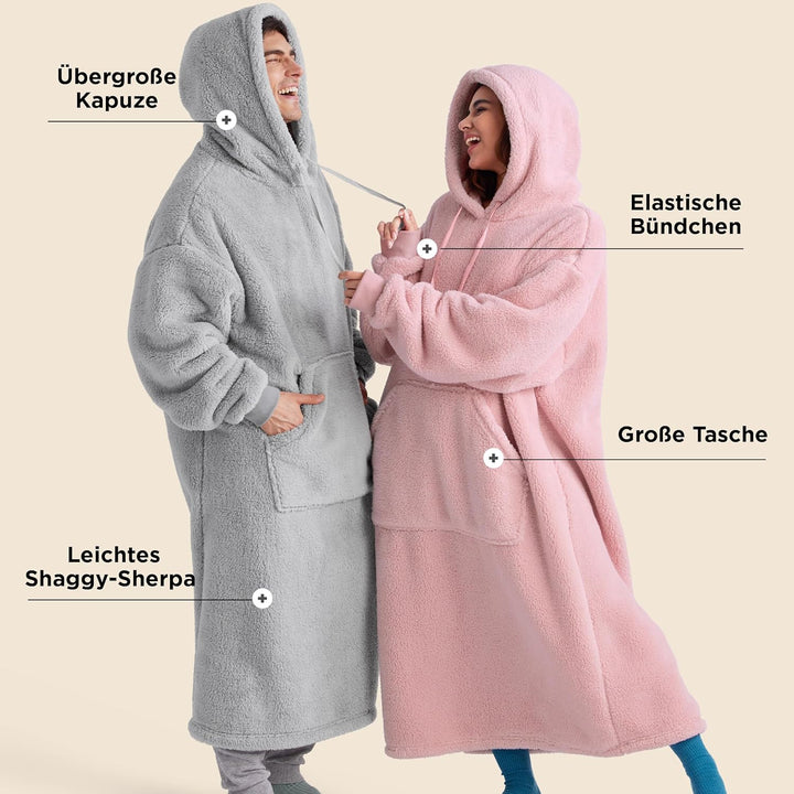 BEDSURE Hoodie Decke mit Ärmeln - Tragbare Decke zum Anziehen Erwachsene Kuschelpullover, Warm Kusch