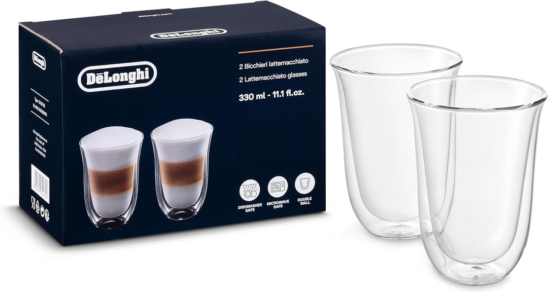 De'Longhi Gläser Set DLSC312, 2 doppelwandige Thermogläser mit Isolierfunktion für kalte und warme G