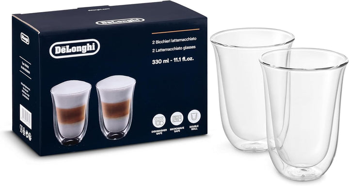 De'Longhi Gläser Set DLSC312, 2 doppelwandige Thermogläser mit Isolierfunktion für kalte und warme G