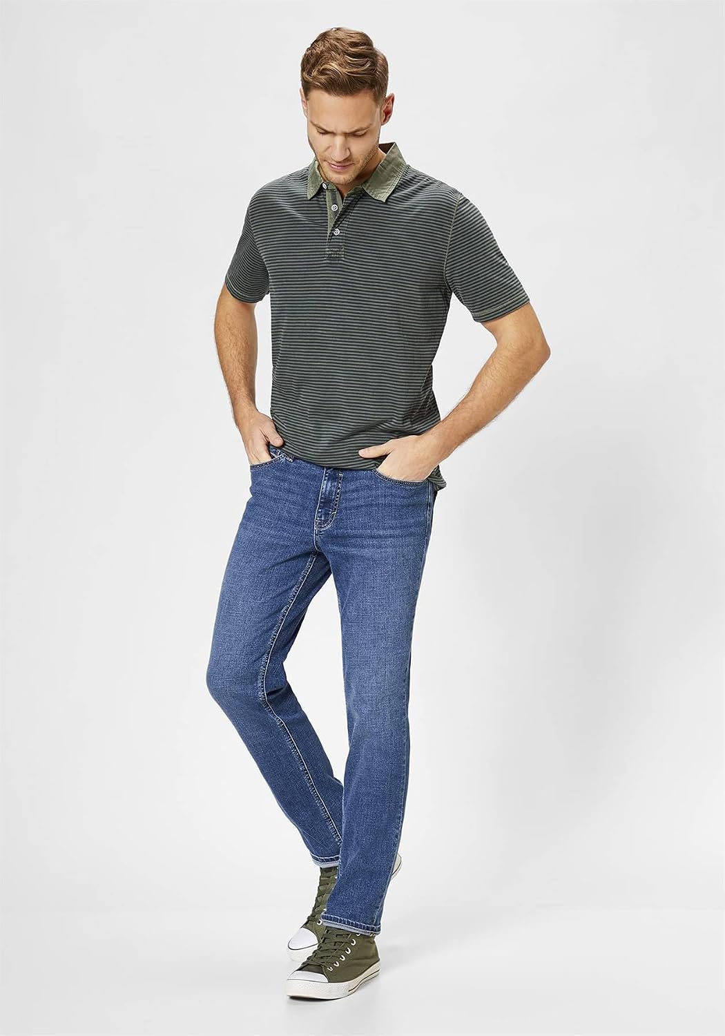 Paddocks Slim-Fit Jeans Motion &amp; Comfort Elastizität Pipe 34W / 28L Mid Blue, 34W / 28L Mid Blue