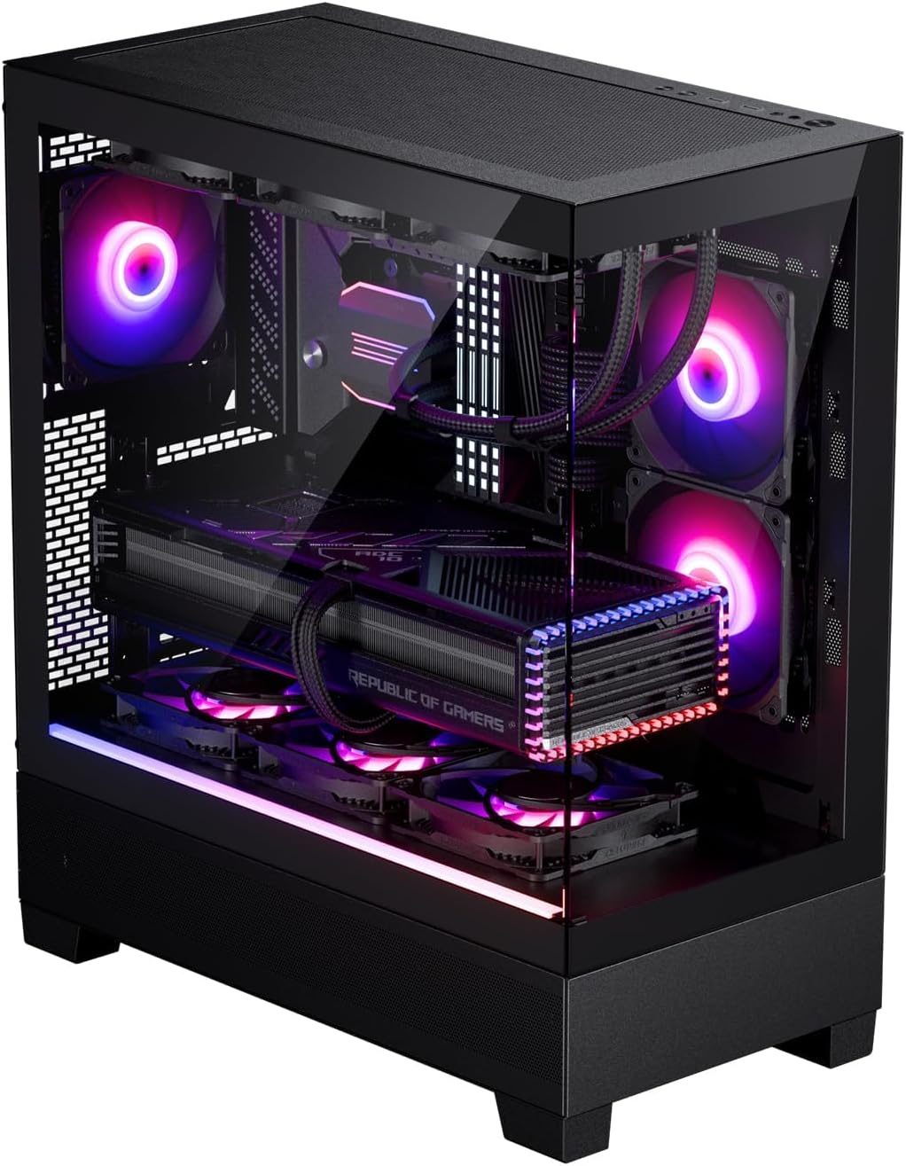 Phanteks 523 XT View Computergehäuse/Spielschrank – Schwarz | 3 x 120 mm ARGB-Lüfter vorinstalliert