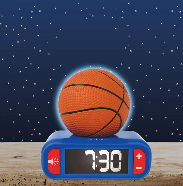 Lexibook, Basketball, Basketball-Nachtlichtwecker, Töne und Melodien, LCD-Bildschirm mit Hintergrund