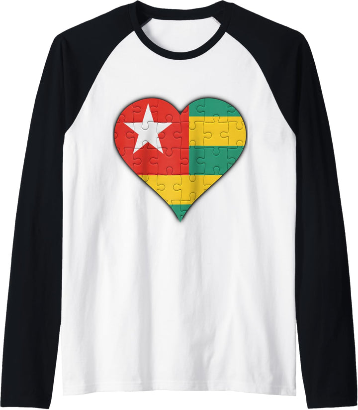 Togo Togolese Flagge Herz Raglan