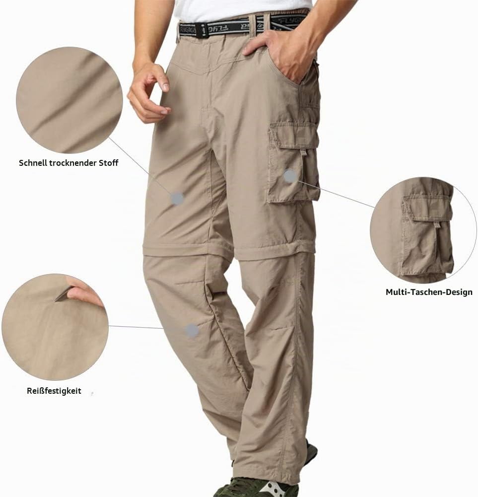 Herren Wanderhose Zip Off Leichte Atmungsaktiv Schnell Trockend Trekkinghose Abnehmbar Funktionshose