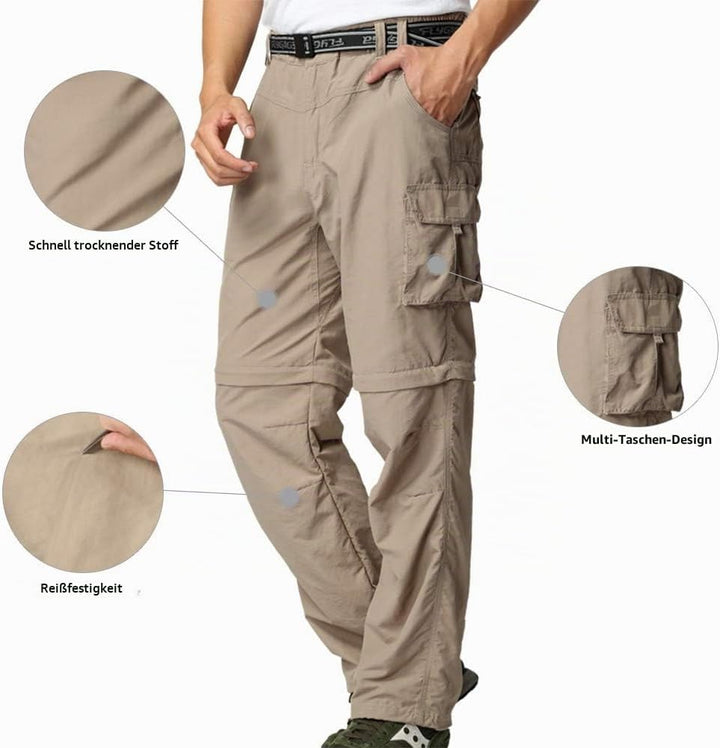 Herren Wanderhose Zip Off Leichte Atmungsaktiv Schnell Trockend Trekkinghose Abnehmbar Funktionshose