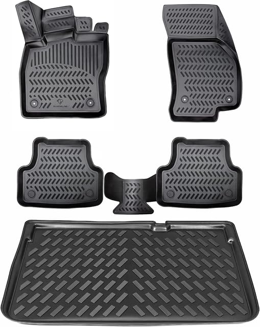 ELMASLINE 3D Gummimatten & Kofferraumwanne für Skoda Fabia 4 (IV) ab 2021 (oberer Ladeboden) verstel