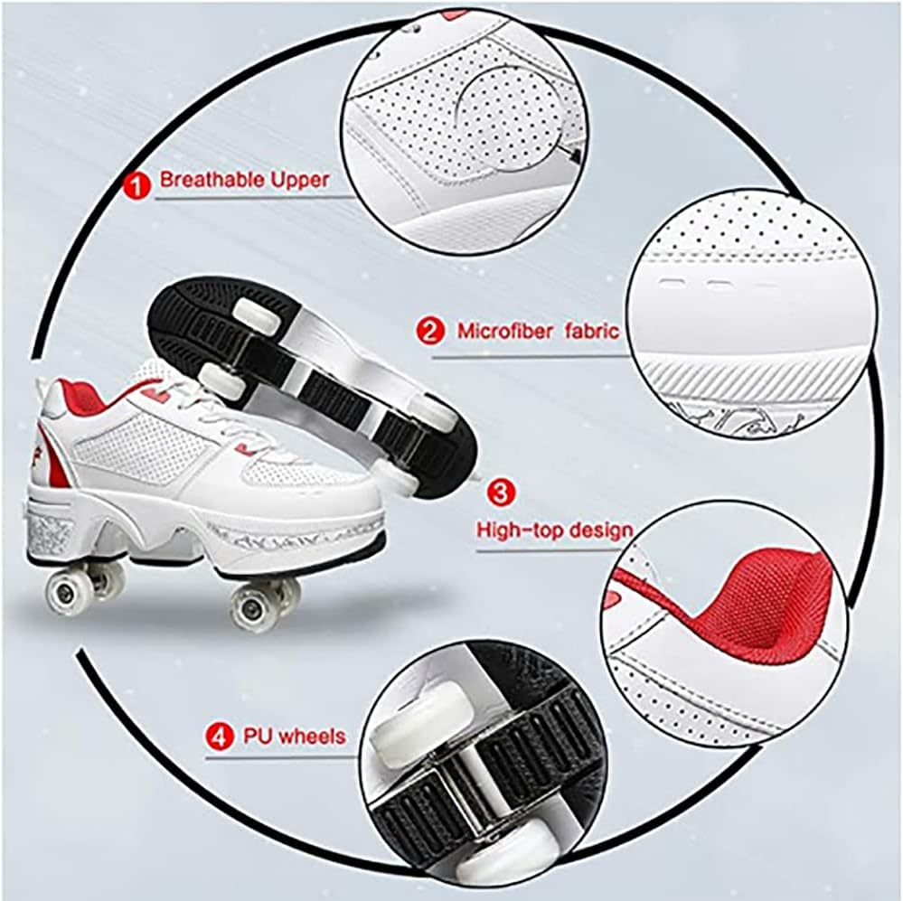 LDRFSE Schuhe mit Rollen, Rollschuhe Skateboard Schuhe Kinderschuhe Mit Rollen Skate Shoes Rollen Sc