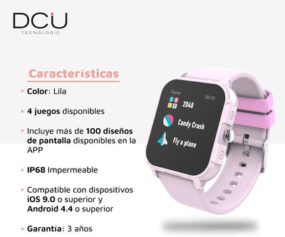 DCU TECNOLOGIC | Junior-Smartwatch | Kids Smartwatch | Geeignet für 7-14 Jahre | 1,44 „Touchscreen |