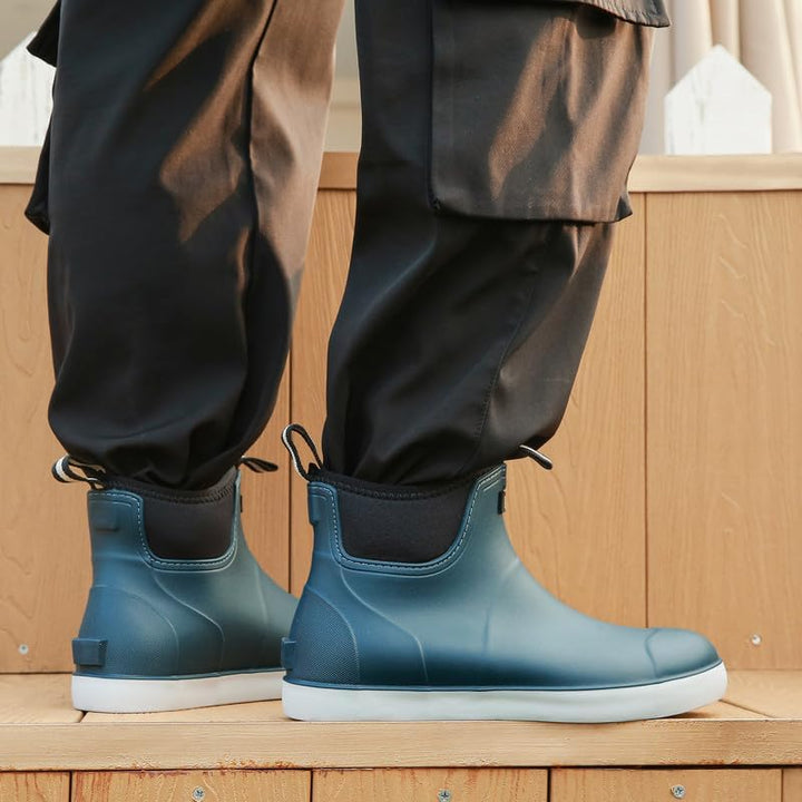 Rumkok Gummistiefel Herren Halbhoch, Grundlegend Wasserdicht Atmungsaktiv Stiefeletten, Anti-Rutsch