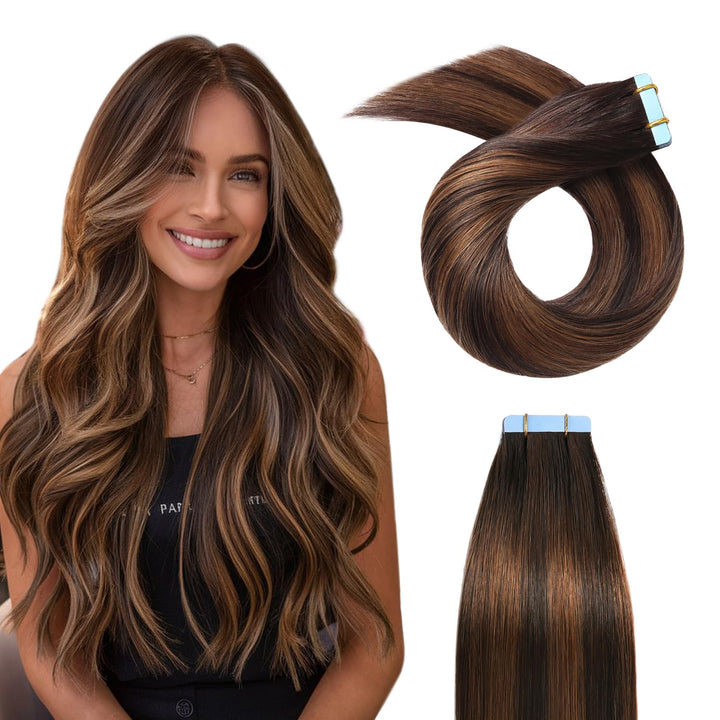 YILITE Tape Extensions Echthaar, T2/P2/6 45cm 20 Stück/Packung 50g Tape in Extensions Echthaar Invis